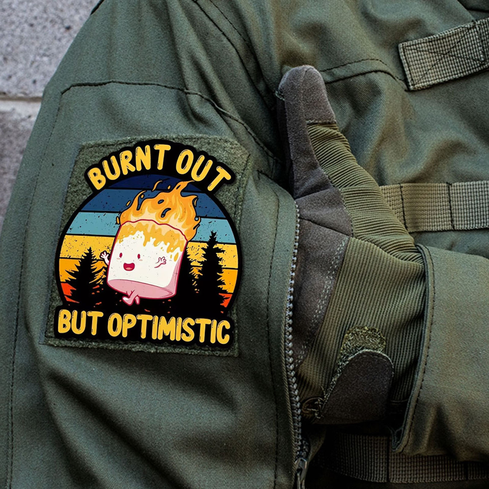 Patch Morale Tactical Military Hook Loop - Parches tácticos quemados pero optimistas, parche