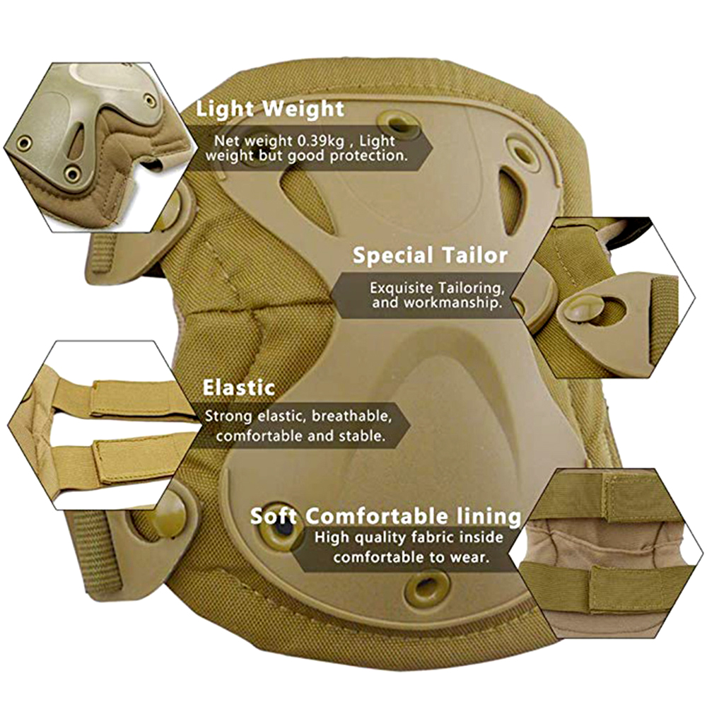 Juego de rodilleras y coderas  - Combat Knee Pads Elbow Pads Set Military reseña y precio
